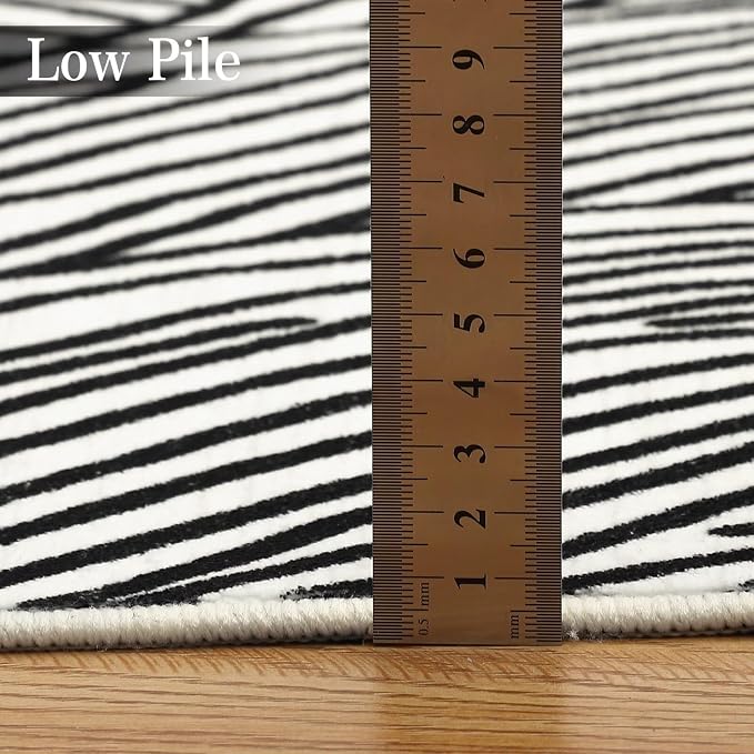 GAOMON 10x13 Large Washable Indoor Rug - Modern Abstract Aesthetic Lines Printed Soft Faux Wool Floor Cover - Low Pile Non-Slip Accent Foldable Thin Rug for Living Room Bedroom - Beige