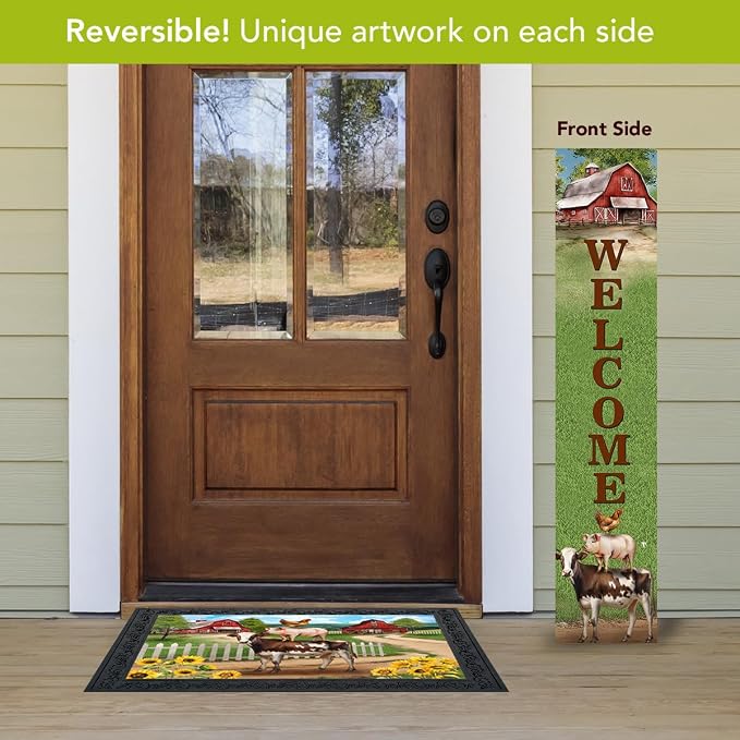 Briarwood Lane Summer Double Sided Reversible Pine Porch Leaner 47x9.5 Farm Welcome For Summer Porch Leaner
