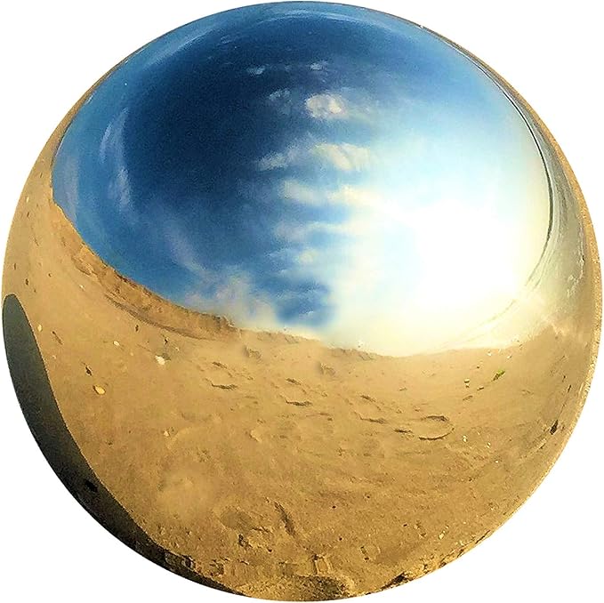 WHW Whole House Worlds Crosby Street Stainless Steel Gazing Ball for Homes and Gardens, 5.25 Inches Diameter, Silver Mirror Globe