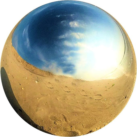 WHW Whole House Worlds Crosby Street Stainless Steel Gazing Ball for Homes and Gardens, 5.25 Inches Diameter, Silver Mirror Globe