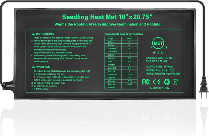 GOLOPET Seedling Heat Mat 1 Pack Dual Certified by MET and UL Plant Heating Mat Pad with Power Failure Protection Thermostatic Waterproof Suitable for Seedlings