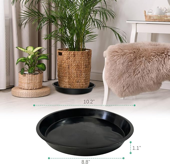 Plant Saucer 4 6 8 10 12 Inch, 4 Pack Plant Tray for Planter Pot, Plastic Flower Pot Saucers Drip Water Trays for Indoors and Outdoors (10 Inch)
