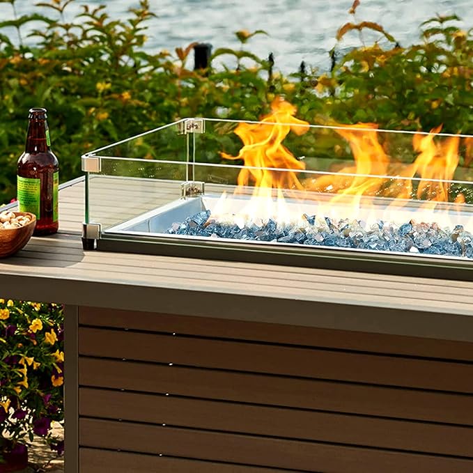 Onlyfire 10 lbs Fire Glass Rocks 1/2 Inch, Reflective Tempered Glass for Propane Fire Pit & Gas Fireplace, High Luster Firepit Glass Stones for Fire Table, Aqua Blue (Multicolor Options Available)