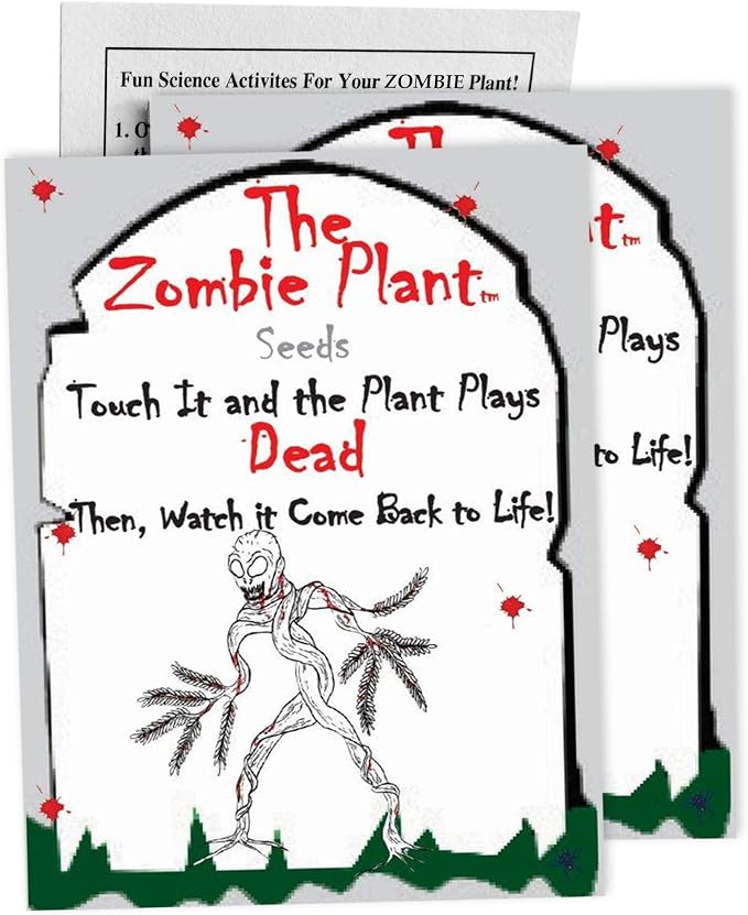 Zombie Plant Seed Packets – Grow a Live Plant that Plays Dead When Touched! Unique Indoor Gardening Gift for Men, Dads, Gardeners & Plant Lovers, Educational STEM Activity – 2 Pack
