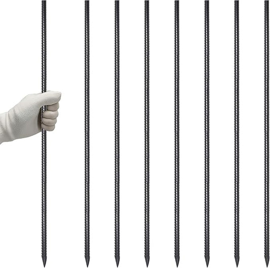 VVOKGO Rebar Stakes 36 Inch 8-Pack Concrete Form Stakes Heavy Duty Straight Ground Anchors, 3/8" Diameter Metal Steel Spikes with Chisel Point End for Plant Support, Garden Border,Landscape Edging