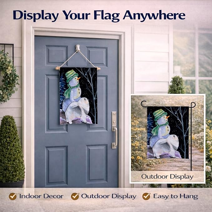 Caroline's Treasures SS8557GF Snowman with Keeshond Garden Flag Mailbox Flag Decorative Yard Flag Banner Outside Patio Artwork Yard Flower Beds, Garden Size, Multicolor