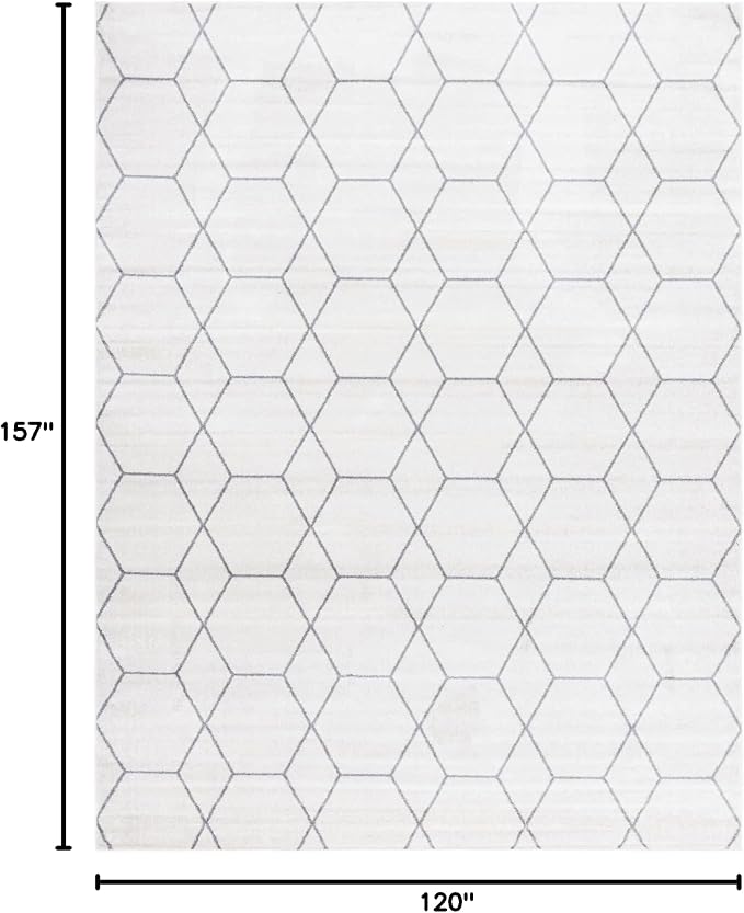 Unique Loom Trellis Frieze Collection Area Rug - Geometric (10' x 13', Ivory/ Gray)