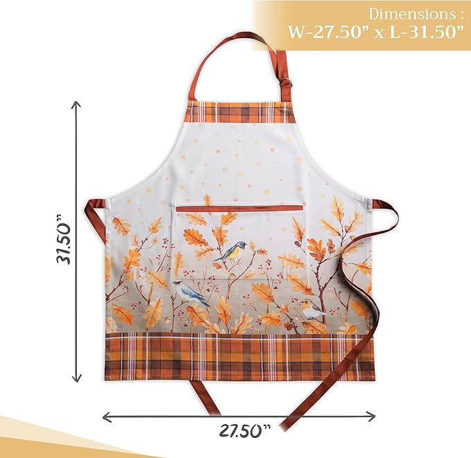 Maison d' Hermine Aprons for women with Pocket 100% Cotton (27.50"x31.50") | Adjustable Neck Strap & long ties Apron Men Chef Wedding Cooking Gardening Server Maid