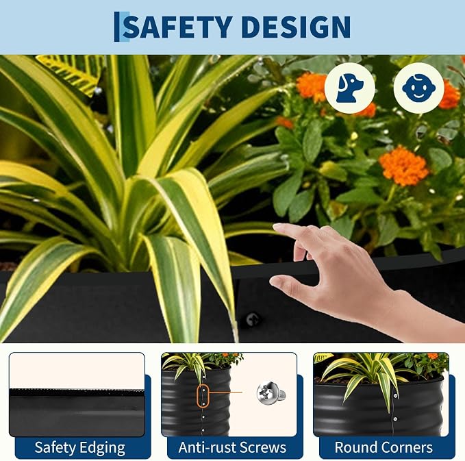 Galvanized 6x3x1 ft Raised Garden Bed Outdoor, Metal Planter Box for Flowers Vegetables, Rust-Resistant Raised Garden Beds for Gardening, Easy Assembly Outdoor Garden Box & Planters, Gray
