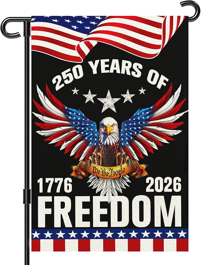 250 Anniversary Usa Garden Flags for Outside, 250 Anniversary USA Flag 1776-2026 Commemorative 4th of July Decorations Outdoor Yard Sign Banner Patriotic Decorations Double Sided Waterproof Flag with Eagle Design 250 Year American Flag 12x18 Inch