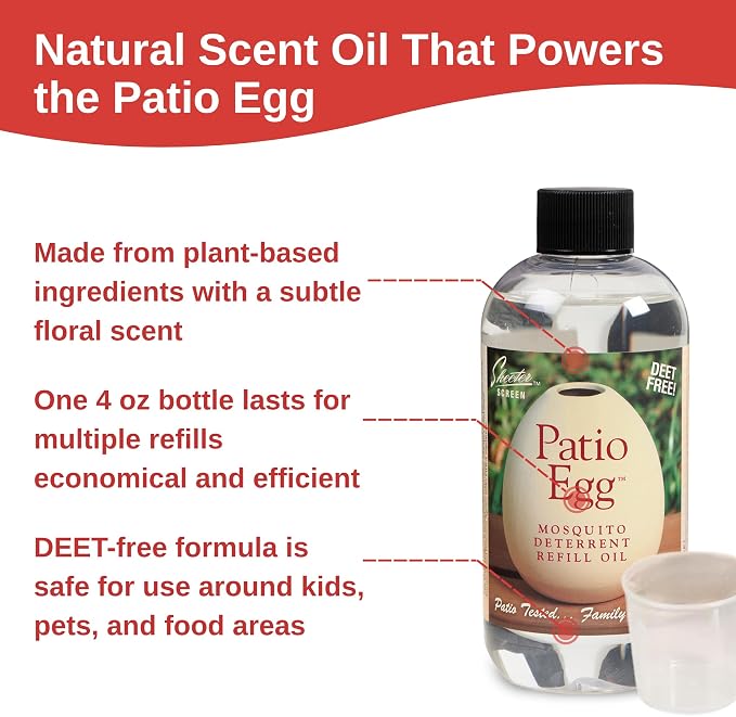 Skeeter Screen 90760R Patio Egg Diffuser – Decorative Essential Oil Set with 3-Month Supply – No Flame or Power – Includes Beaker & Netting – Patios, Garages, Stables – Covers Up to 300 Sq Ft (2 Pack)