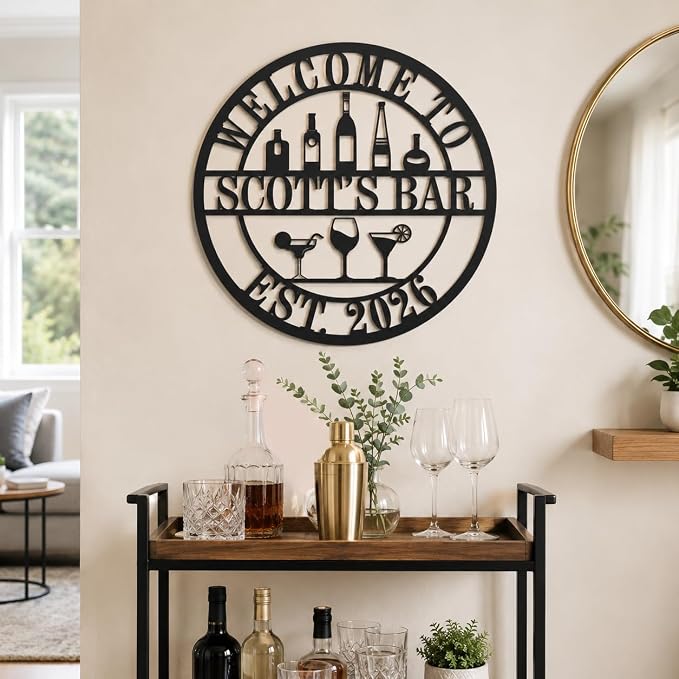 Personalized Metal Bar Sign,Custom Name Pub Wall Decor for Home Bar Man Cave Cocktail Lounge Party Room Club Garage Gift