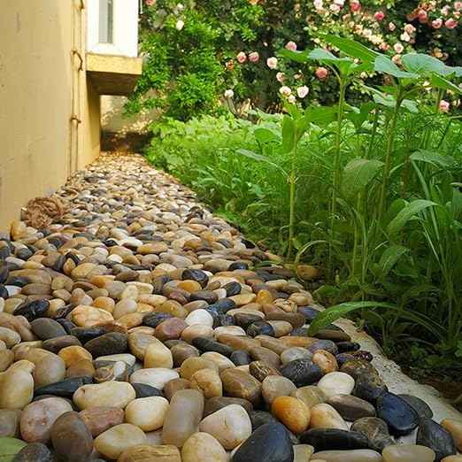 YISZM 40lbs Large River Rocks Decorative Pebbles,2-3 Inch Mixed Color Pebbles for Indoor Plants,High Polished Stones for Garden Landscaping Outdoor Vase Filler Fish Tank Aquariums and Indoor DIY