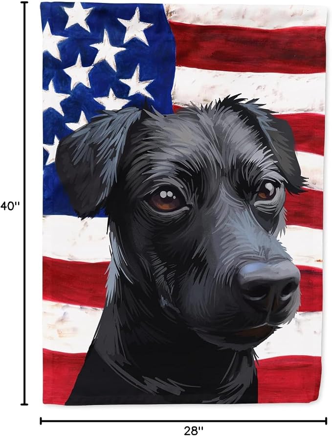 Caroline's Treasures CK6638CHF Patterdale Terrier Dog American Flag House Flag Large Porch Sleeve Pole Decorative Outside Yard Banner Artwork Wall Hanging, Polyester, House Size, Multicolor