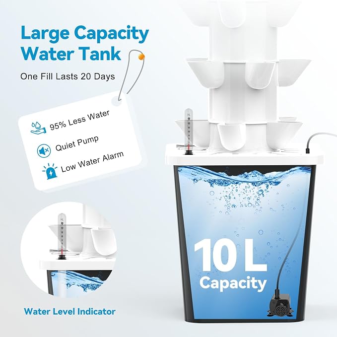 JESLED 6 Tiers Hydroponics Growing System Kits with LED Grow Lights,Tent | Dual Auto Timers Indoor Vertical Hydroponic Tower with Water Tank, Pump and Humidity Cover for Home Kitchen, Class, 30Pods