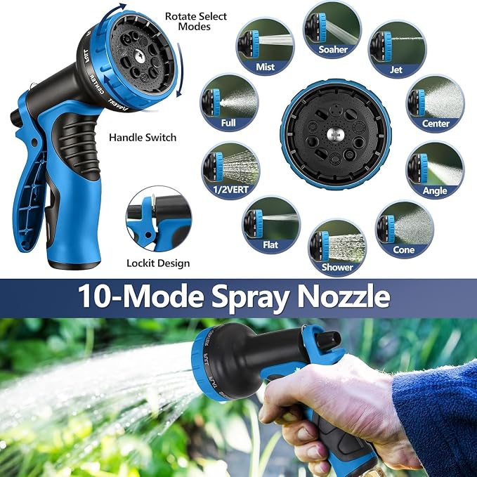 50 ft Flexible Garden Hose - 2026 Upgraded Heavy Duty Water Hoses with 3/4''Solid Fittings,Lightweight,No Kink & Tangle,Puncture Proof Garden Hoses pipe for Yard, Outdoors, Rv
