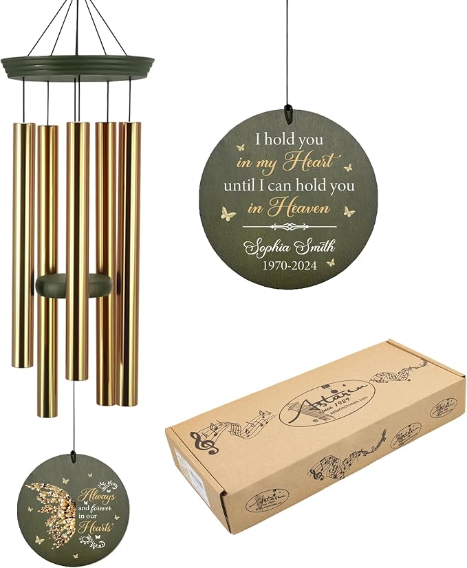 ASTARIN Memorial Butterfly 36" Wind Chimes, Personalized Name Sympathy Wind Chime, in Memory of Loss Mom Loved One, Large Deep Tone Bereavement Windchimes for Outdoors Clearance(Produced in Texas)