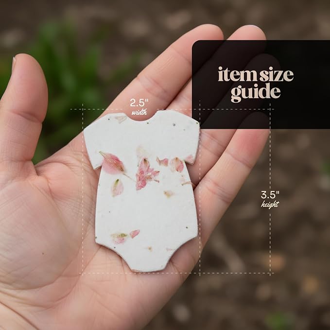 Pink Onesie Gift Tags with Wildflower Seeds - 24pcs Writable Gift Wrap Tags for Baby Showers, Mother's Day Present, Party Favors, DIY Crafts, & Earth Day Decorations