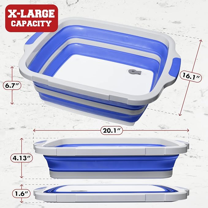 KITCHEN PERFECTION Collapsible XL Smoker & BBQ Prep Tub with Locking Lid | Includes Cutting Board, Meat Marinade & Brine Container For Turkey, Brisket & Ribs - Best Grill Accessories Gifts For Men