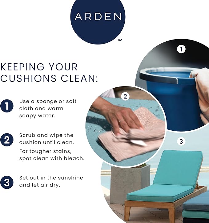 Arden 2-Pack Patio Dining Outdoor Chair Cushions, 20x44, Rain-Proof Seat Pad, Fade-Resistant Outdoor Black Cabana Stripe