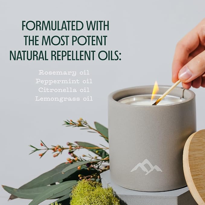 Murphy's Naturals Refillable Mosquito Repellent Candle, White, 9 oz | Soy & beeswax blend with rosemary, peppermint, citronella & lemongrass oils; 30-hour burn time; refills sold separately