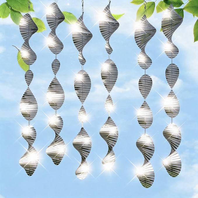 CHONOVO 18 Discs 6 Pcs Bird Deterrents for Outside, Bird Repellent Device | 3D Reflective Stainless Steel Wind Spinner, 360° Rotating for Patio, Yard, Garden & Orchard, Help Deter Pigeon& Sparrow
