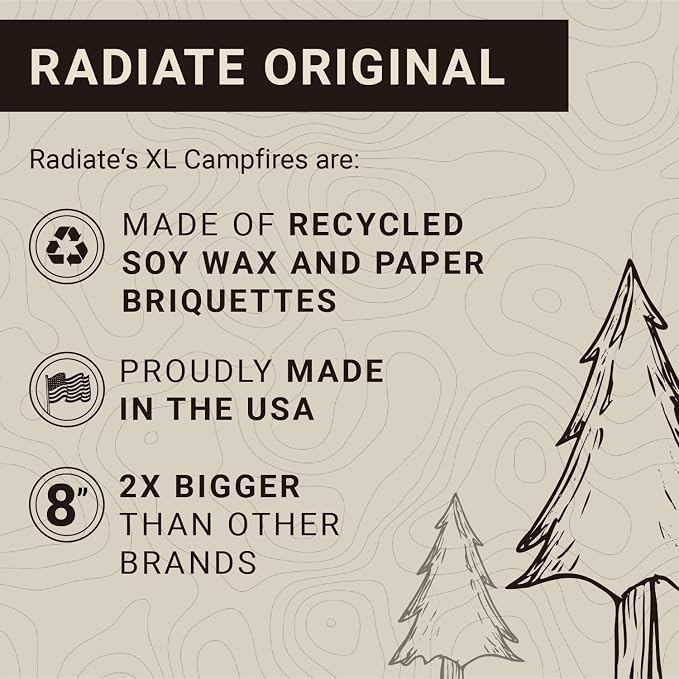 Radiate 2 Pack XL 8" Portable Campfire As Seen On Shark Tank - Up to 2 Hours of Burn Time, Reusable Travel Fire Pit for Camping, Patios & Beach Days - Great Alternative to a Real Fire - Made in USA