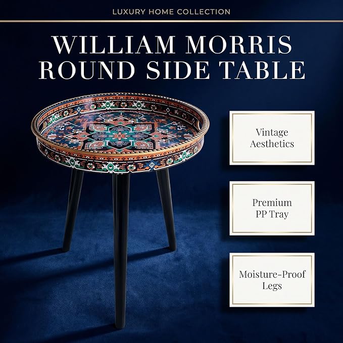 Round Indoor Side Tables with Detachable Wooden 3 Legs, Versatile Tray Table, Perfect for Round Coffee Table Tea, and Relaxation Time 17.7 Inch (Ochre Color)
