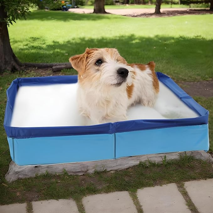 Foldable Pet Swimming Pool 50x50x10cm PVC Dog Pool Square-Shaped Non-Inflatable Bathing Tub for Pet Small Dogs Cat Duck
