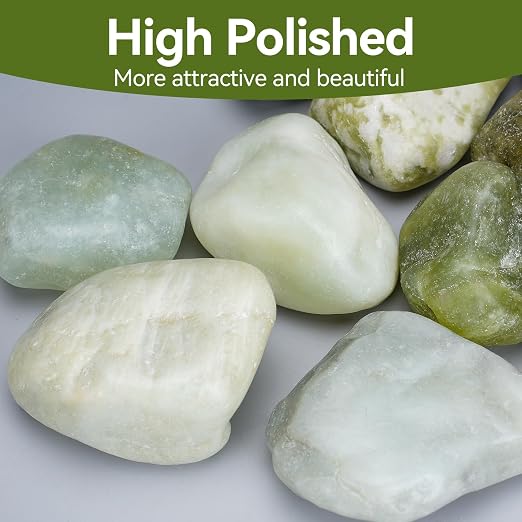 Pulovin 40 lbs Jade Pebbles for Indoor Plants, 2-3 Inch Polished River Rocks, Decorative Garden Rocks Outdoor Landscaping, Large Natural Stone for Walkways, Yard, Vases, Crafts