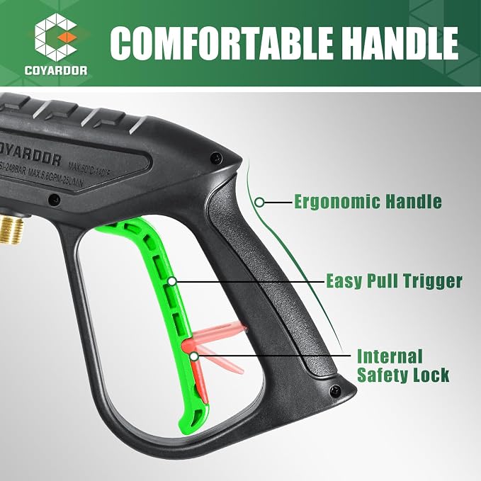 Pressure Washer Gun 3600 PSI with Extension Wand, Nozzle Holder & 5 Spray Tips, M22-14mm Fitting, Replacement for Ryobi, Karcher, Honda, Greenworks, Briggs & Stratton, Gas Power Washer