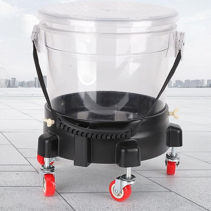 Car Wash Bucket Dolly,5 Gallon Bucket Dolly with 5 Swivel Wheel Casters,360° Rolling Caddy for 3.5 to 6 Gallon Buckets Supports Up to 300 lbs