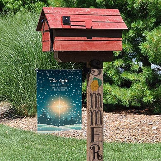 EMMTEEY Snow Garden Flag Winter Landscape Forest Snowfall Burlap Garden Flags 12.5X18 Small Garden Flag Double Sided Winter Yard Flag Holiday Garden Flags for Outside for Winter Christmas Decoration