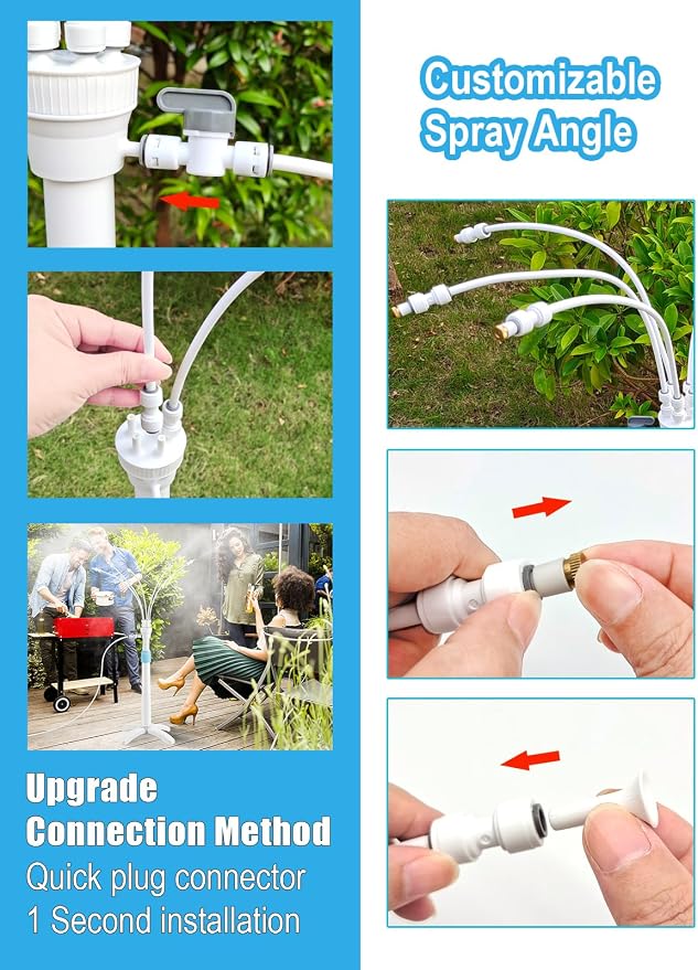 Tesmotor Misters for Outside Patio, Outdoor Misters for Patio Garden Lawn Pool Umbrella Trampoline