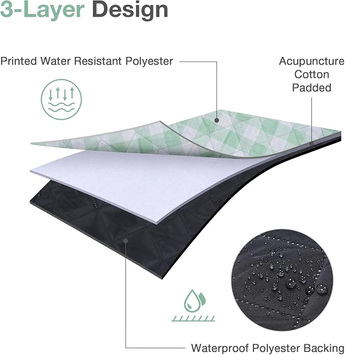 WILLOW WEAVE Picnic Blanket, 80''x80'' Waterproof Outdoor Blankets, Picnic Mat Washable for Beach, Picnic Blankets for Camping on Grass with Shoulder Strap - Green & White