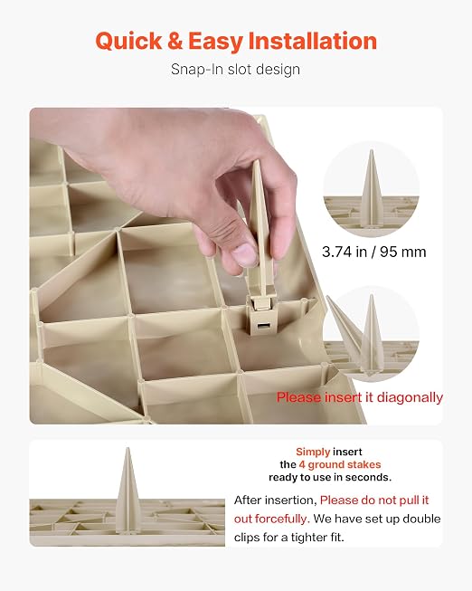 VEVOR Garden Stepping Stones, 8Pcs 15.5 x 15.5 in, Decorative Stepping Stones with Stakes, Weather-Resistant Plastic Pathway Pavers, Smooth Surface, Outdoor Walkway for Lawn Patio Landscape, Beige