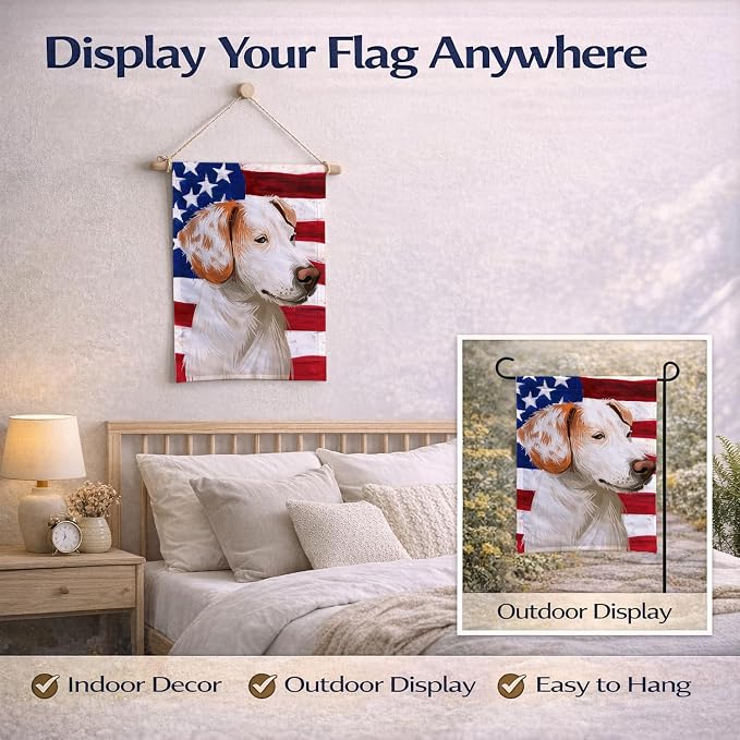 Caroline's Treasures CK6575GF Istrian Shorthaired Hound American Flag Garden Flag Mailbox Flag Decorative Yard Flag Banner Outside Patio Artwork Yard Flower Beds, Garden Size, Multicolor