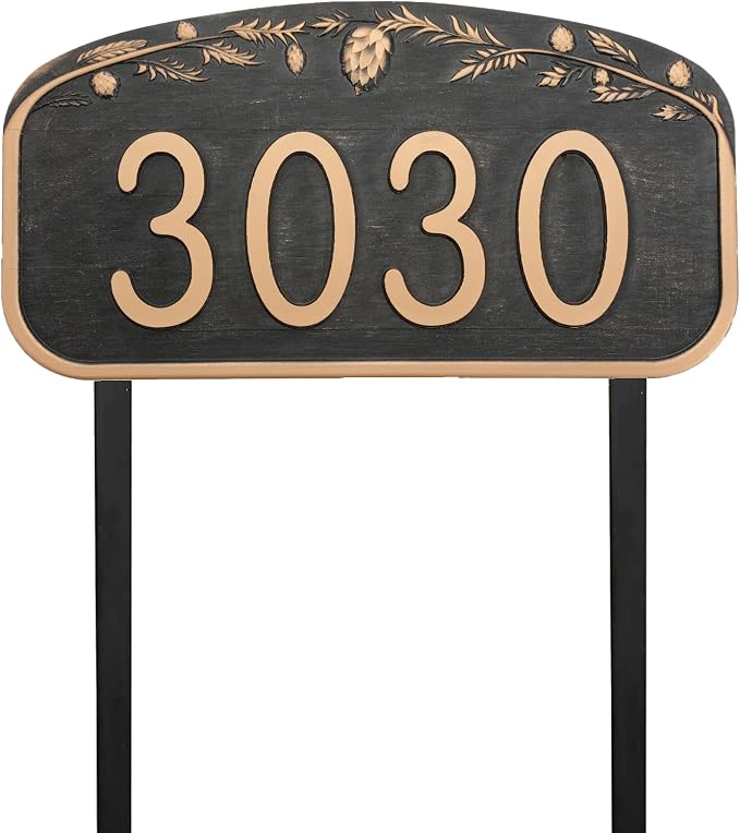Address Sign Lawn Mounted - Custom House Number Sign with 2 Solid Metal Stakes,Address Numbers for Outside House,Yard,Garden,Grass,Ground,Drive Way,Lawn,13'' x 7''
