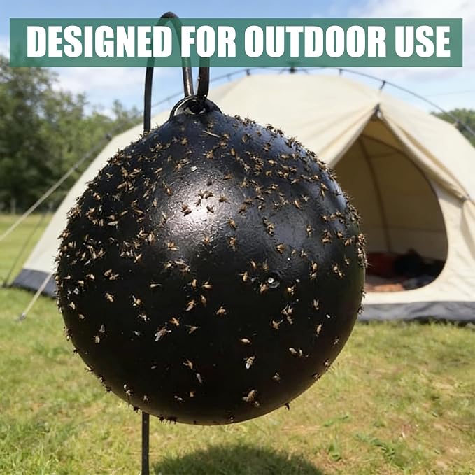 4 Pack Inflatable Fly Trap Balls 18inch Sticky Catcher for Black Yellow Greenhead Flies Outdoor Insect Control for Barn Stable Garden Greenhouse (Glue Not Included) (Fly Ball Trap)
