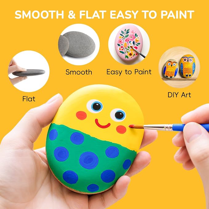 Simetufy Large Rocks for Painting 40 PCS 3.3-4.5Inch River Rocks for Painting, Rock Painting for Kids, Smooth and Flat Painting Rocks for DIY & Arts