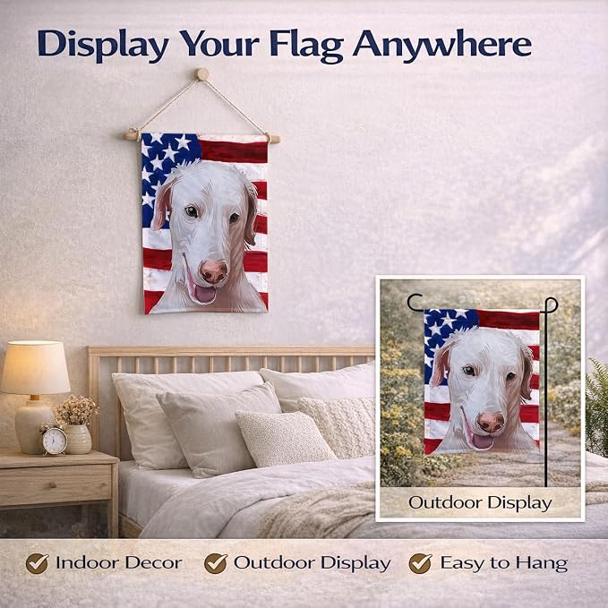 Caroline's Treasures CK6671GF Rajapalayam Poligar hound American Flag Garden Flag Mailbox Flag Decorative Yard Flag Banner Outside Patio Artwork Yard Flower Beds, Garden Size, Multicolor