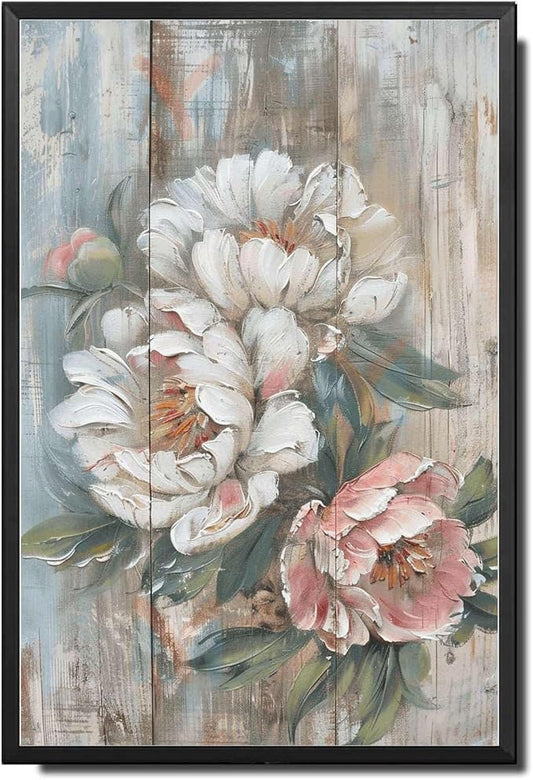 Metal Sign Tin Sign Vintage Rustic Display Peony Tin Sign for Easy Installation Weather Resistant Design and Vintage Grandeur Bar Signs for Home Decor for Club 8×12 Inches with Metal Frame