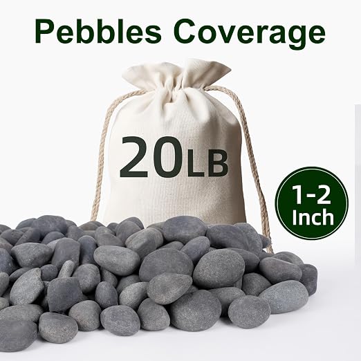 20 lbs Rocks for Outdoor Landscaping, 1"-2" Aquarium Rocks for Fish Tank, Natural Decorative Garden Stone for Plants, Flower Pots, Vase, Walkways, Yard