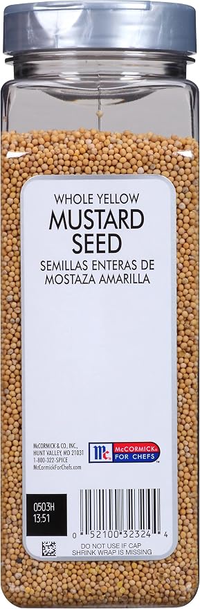 McCormick Culinary Whole Yellow Mustard Seed, 22 oz - One 22 Ounce Container of Yellow Mustard Seeds, Perfect for Pickling, House-Made Rubs and Dips