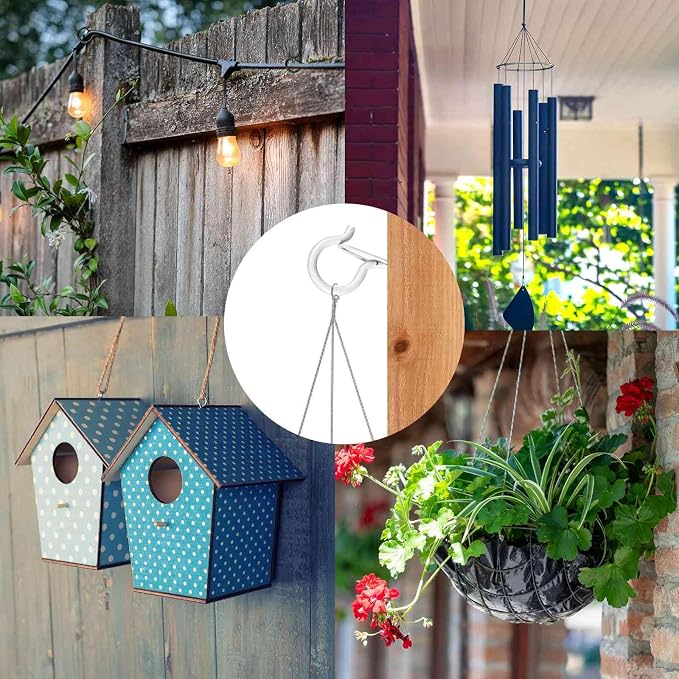 FSAH 36 PCS Q-Hanger Hooks, Screw Hooks for Outdoor String Lights, Safety Buckle Design Cup Eye Hook for Hanging Christmas Lights, Plants, Mounted on Wall Ceiling, Include 1 Wing Nut Driver, White