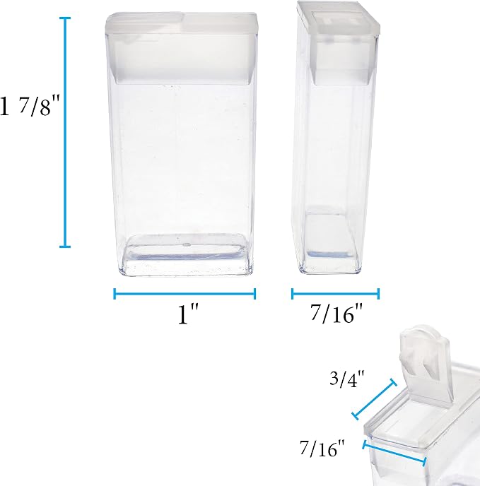 The Beadsmith Clear Plastic Boxes - Rectangle with a Flip Top Cap - 7/16” x 1” x 1-7/8” - Use for Beads, Bath Salts, Wedding & Party Favors, Home or Office Storage - Bag of 100