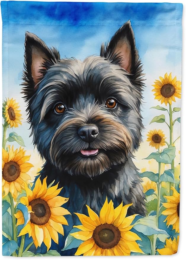 Caroline's Treasures DAC6043GF Cairn Terrier in Sunflowers Garden Flag Mailbox Flag Decorative Yard Flag Banner Outside Patio Artwork Yard Flower Beds, Garden Size, Multicolor
