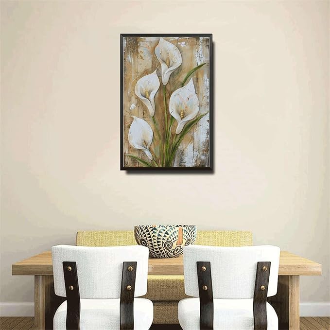 Metal Sign Tin Sign Vintage Serene Peace Lily Tin Sign for Vintage Wall Decor Shabby Chic Style and Distressed Wood Panels Boho Bedroom Decorations for Restaurant 8×12 Inches with Metal Frame