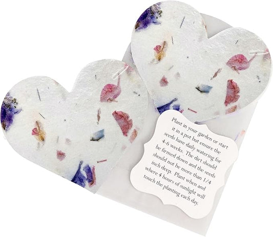Mixed Heart Gift Tags with Wildflower Seeds - 24pcs Writable Gift Wrap Tags for Baby Showers, Mother's Day Present, Party Favors, DIY Crafts, & Earth Day Decorations