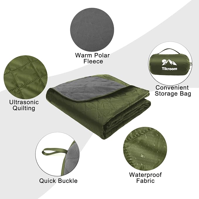 Large Waterproof Outdoor Camping Blanket 80 x 58 inch | Fleece Picnic Blankets Windproof Travel Stadium Blanket for Beaches Pets Car Camp Picnic Mat for Both Cold & Warm Weather